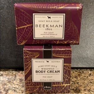 Beekman Fig Leaf goat milk soap and body cream.